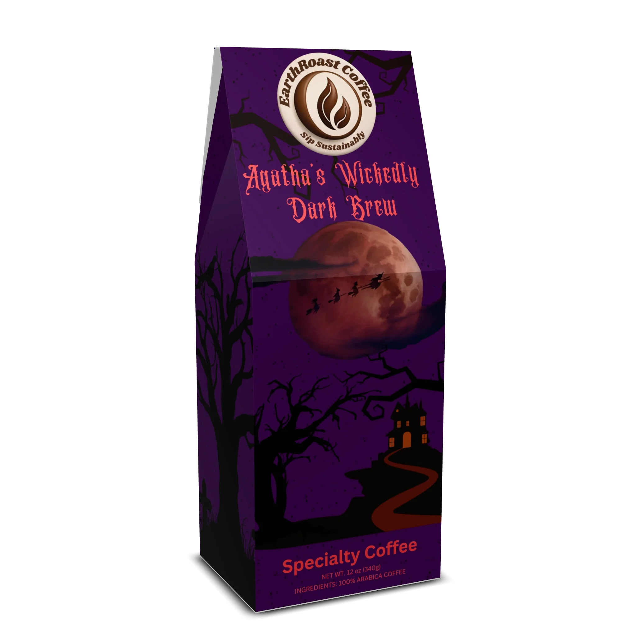 Agatha's Wickedly Dark Brew dark roast coffee box by EarthRoast Coffee - Product view 1