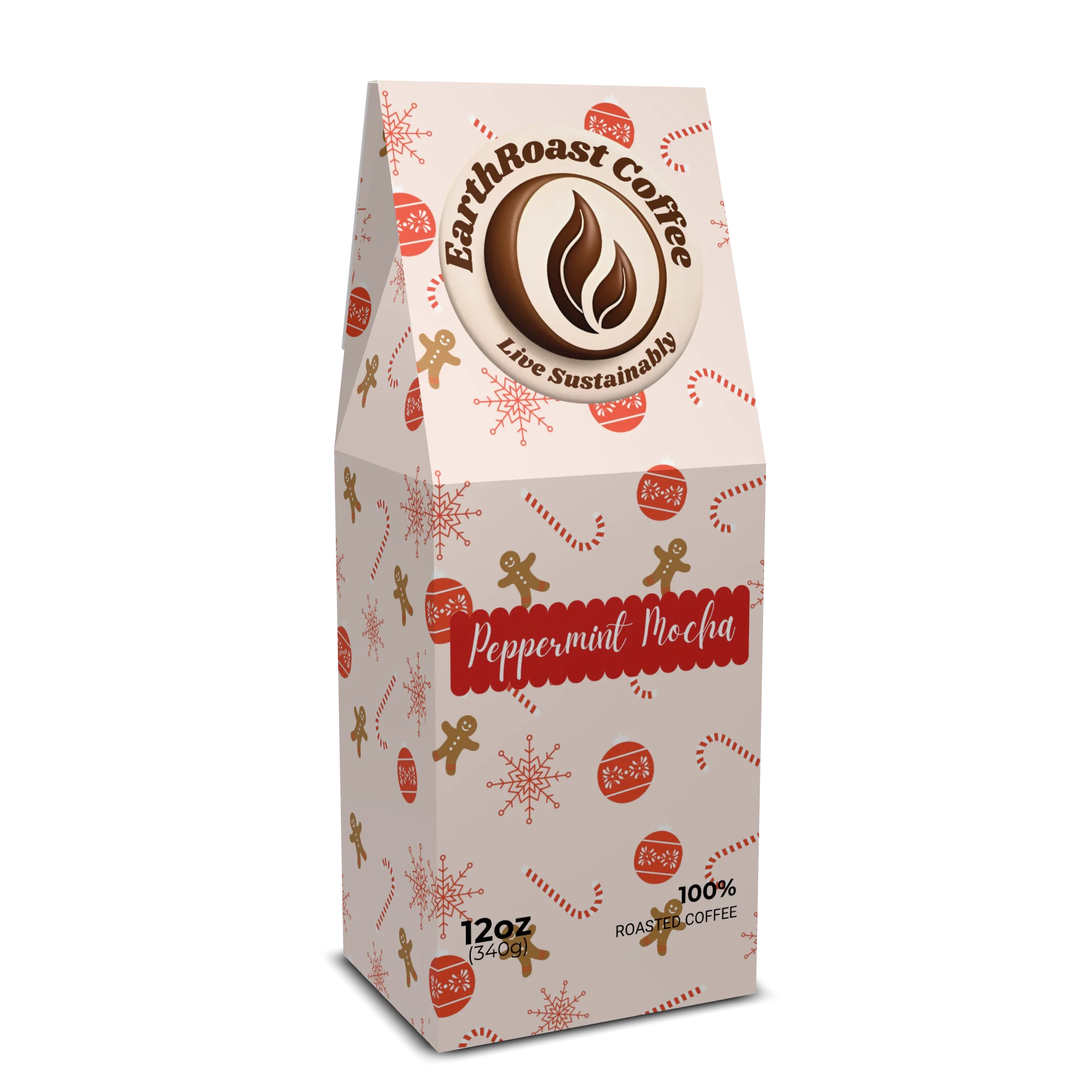 Peppermint Mocha medium roast coffee box by EarthRoast Coffee - Product view 1
